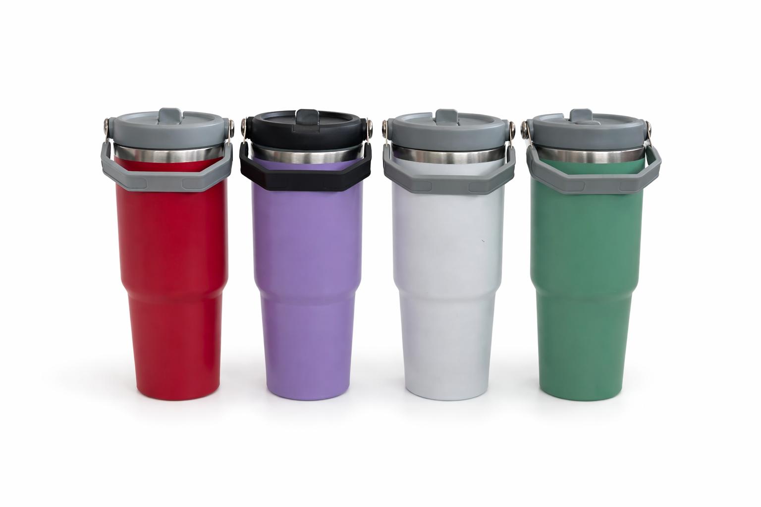 Copo Térmico Alto em Aço Inoxidável com Tampa – Cores Variadas